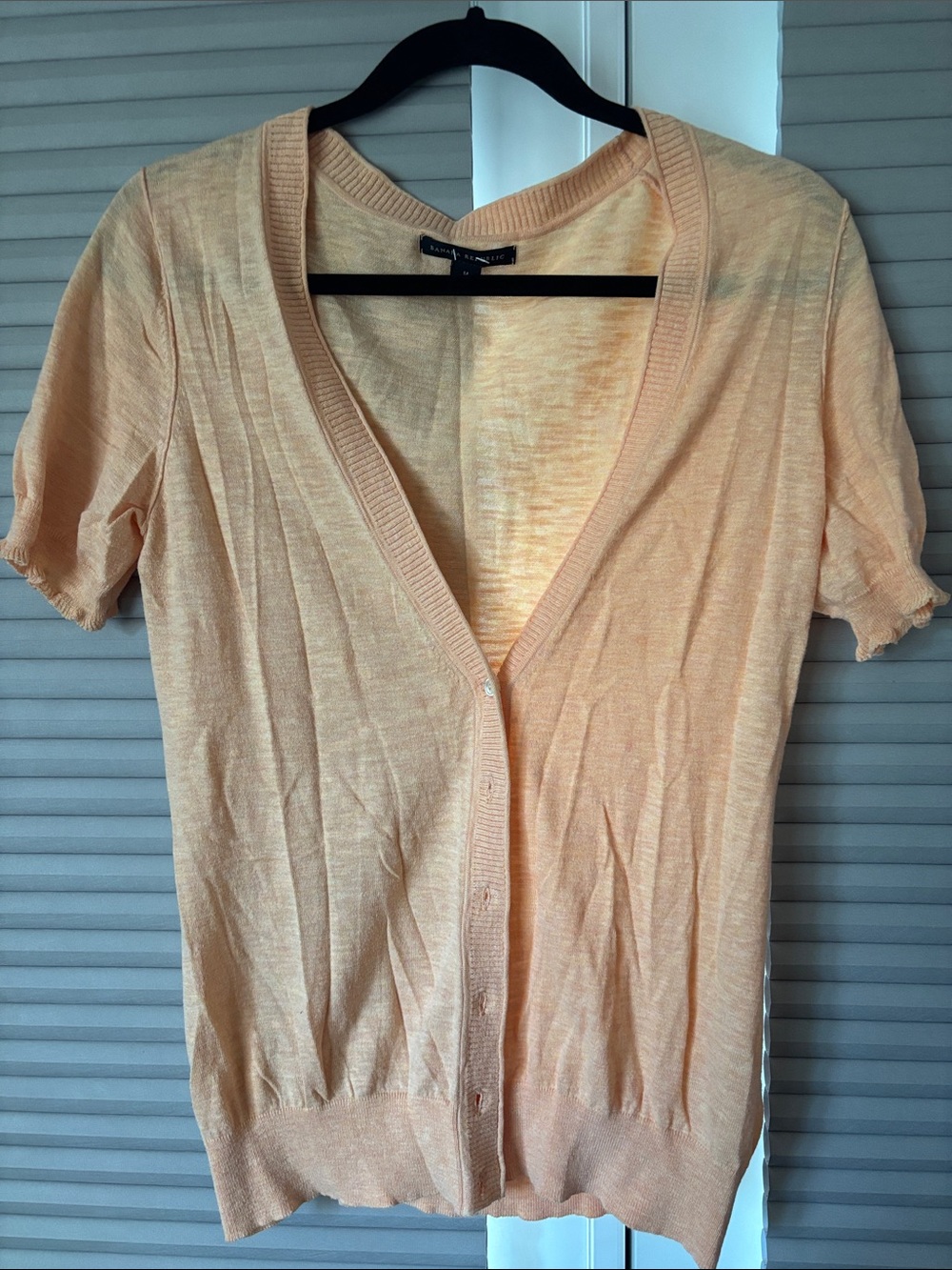 Banana Republic Peach Short-Sleeve Knit Cardigan